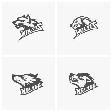 Bir spor takımı için Modern profesyonel Wolf logosu ayarlayın. Kurt logosu vektör illüstrasyon.