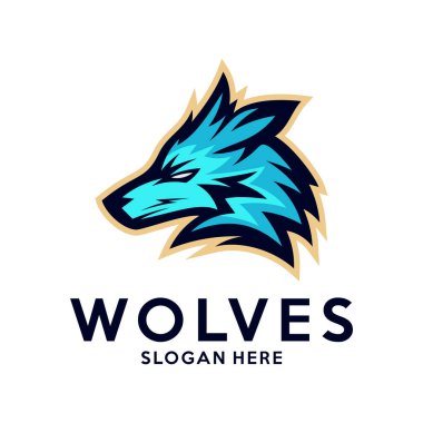 Bir spor takımı için modern profesyonel Wolf logosu. Kurt logosu vektör illüstrasyon.