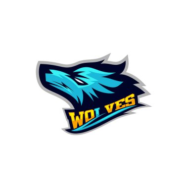 Bir spor takımı için modern profesyonel Wolf logosu. Kurt logosu vektör illüstrasyon.