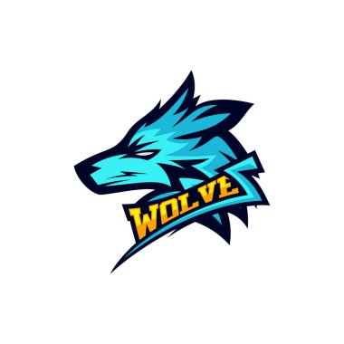 Bir spor takımı için modern profesyonel Wolf logosu. Kurt logosu vektör illüstrasyon.