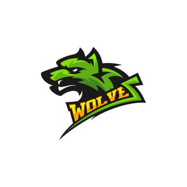 Bir spor takımı için modern profesyonel Wolf logosu. Kurt logosu vektör illüstrasyon.