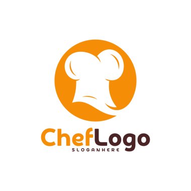 Chef Hat logo vektör şablonu. Şef amblemi tasarımı. Gıda logosu vektör şablonu.