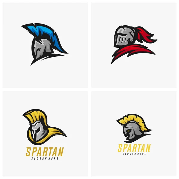 Ensemble d'illustration vectorielle de logo de guerrier spartiate. Logo de l'équipe sportive Warriors . — Image vectorielle