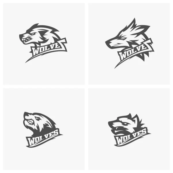 Ensemble de logo Wolf professionnel moderne pour une équipe sportive. Illustration vectorielle du logo Wolf . — Image vectorielle