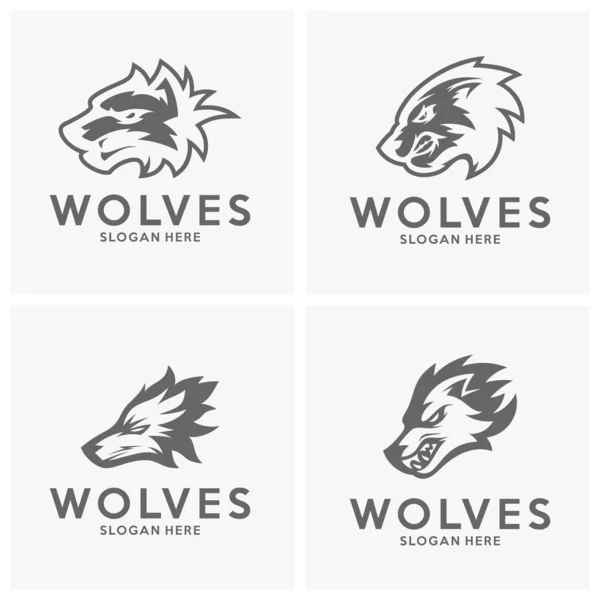 Set of Modern professional Wolf logo for a sport team. Wolf logo vector illustration. — Stock Vector