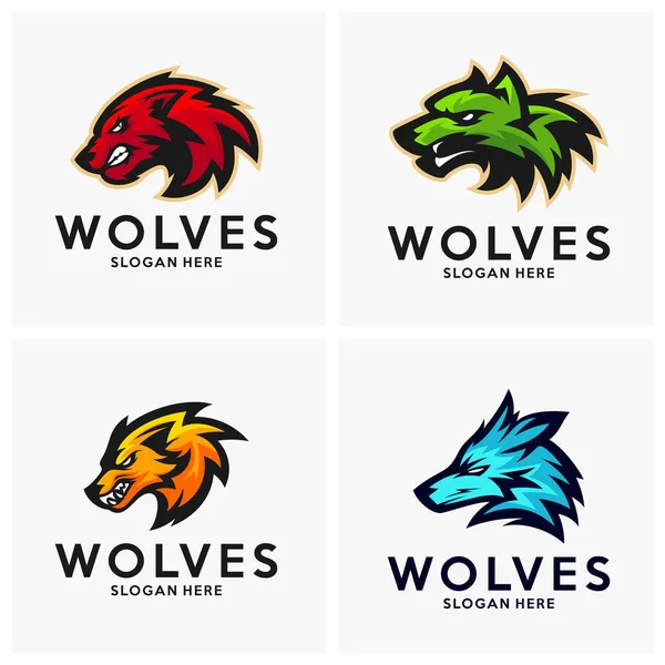 Ensemble de logo Wolf professionnel moderne pour une équipe sportive. Illustration vectorielle du logo Wolf . — Image vectorielle