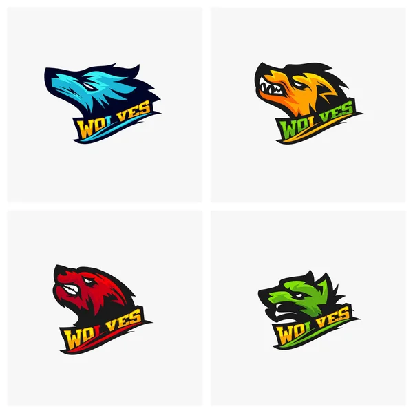 Ensemble de logo Wolf professionnel moderne pour une équipe sportive. Illustration vectorielle du logo Wolf . — Image vectorielle