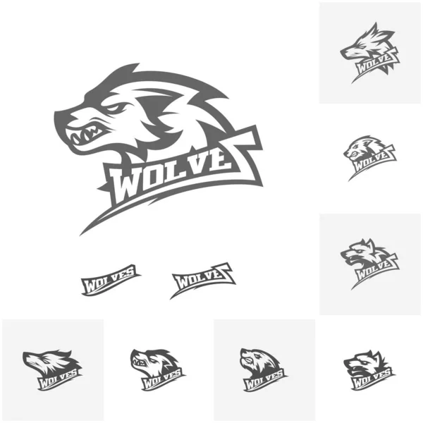 Zestaw nowoczesnego profesjonalnego logo Wolf dla drużyny sportowej. Wilk logo wektor ilustracja. — Wektor stockowy