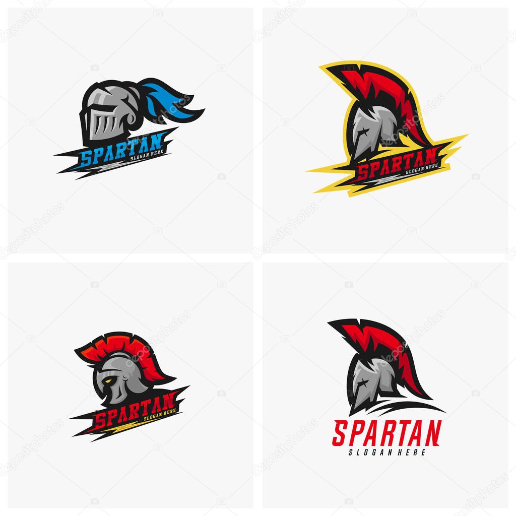 Set of Spartan warrior logo design vector illustration. Warriors sport team logo design.