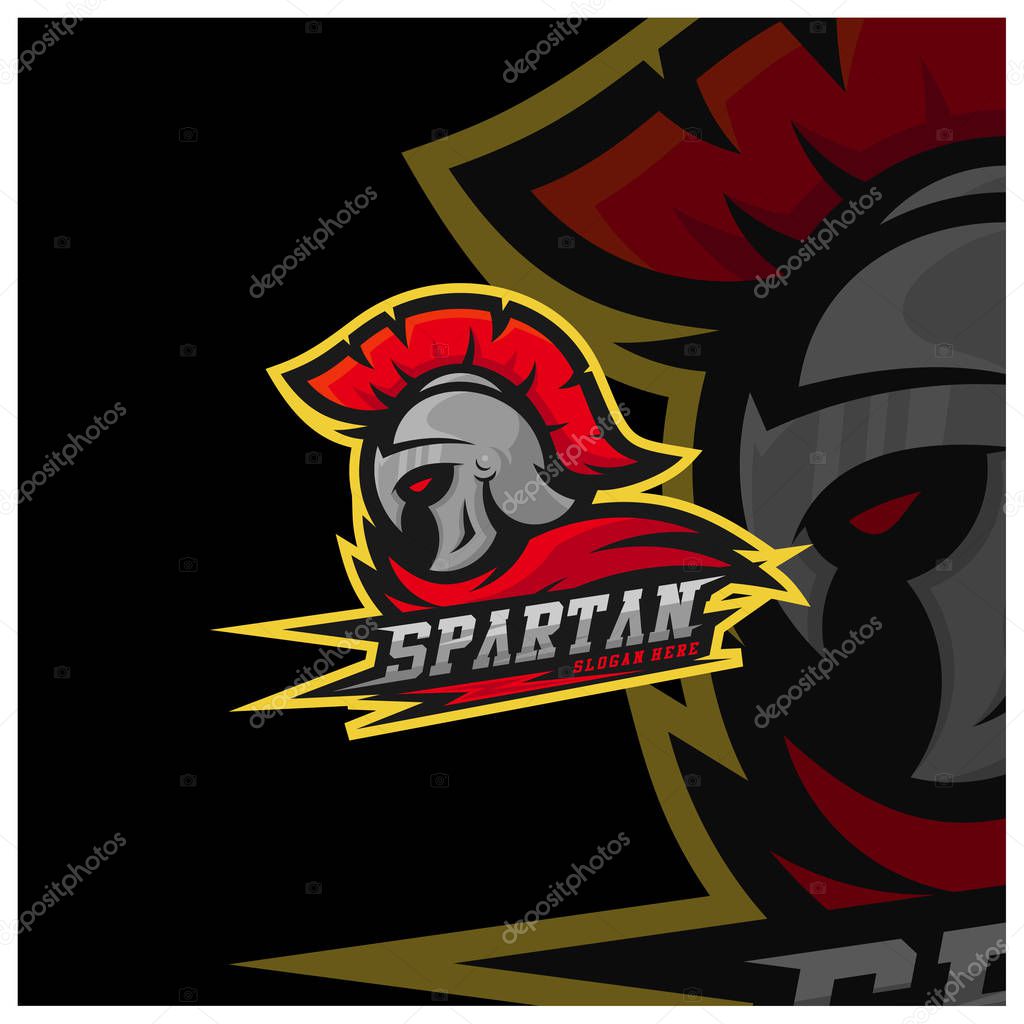 Spartan warrior logo design vector illustration. Warriors sport team logo design.