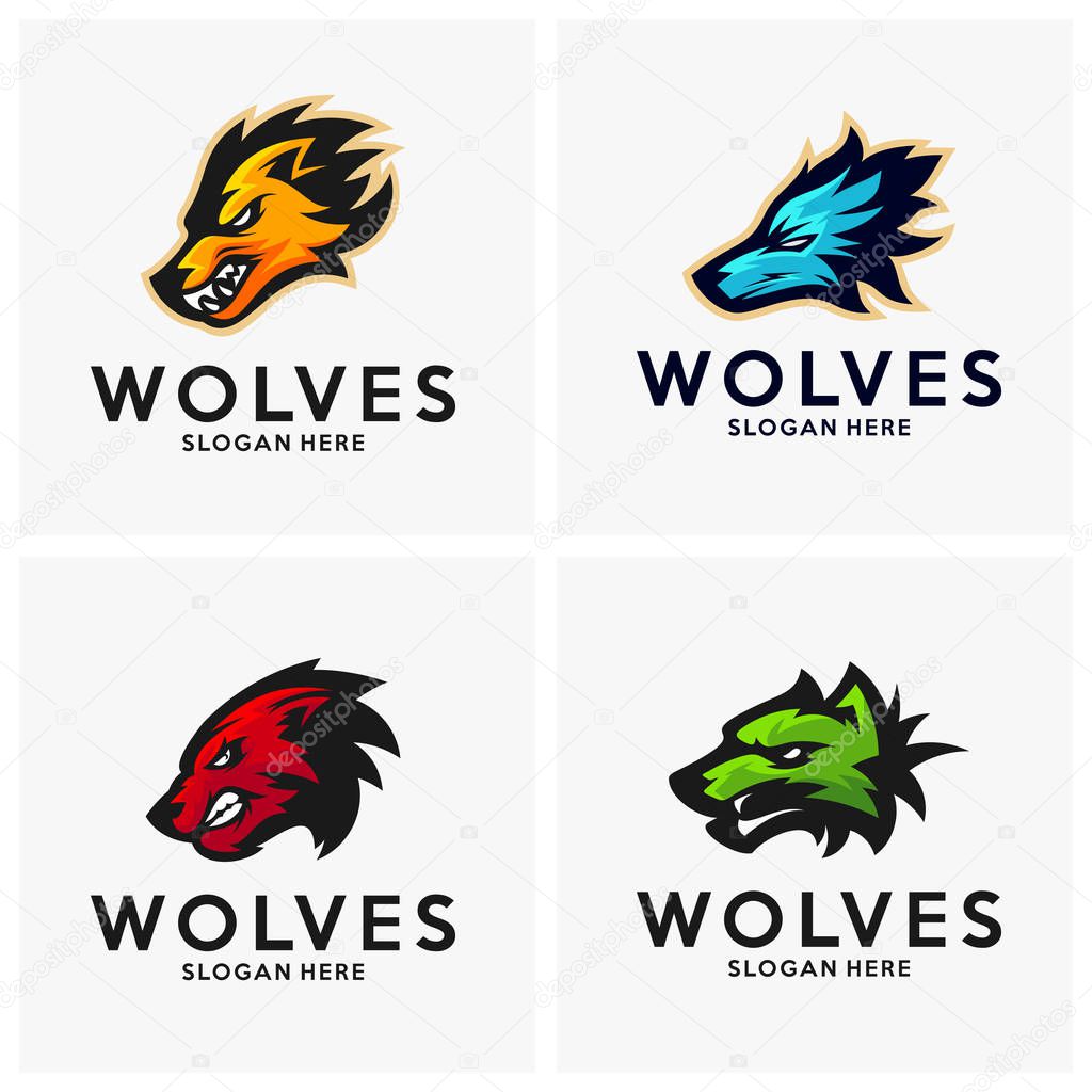 Modern professional Wolf logo for a sport team. Wolf logo vector illustration.