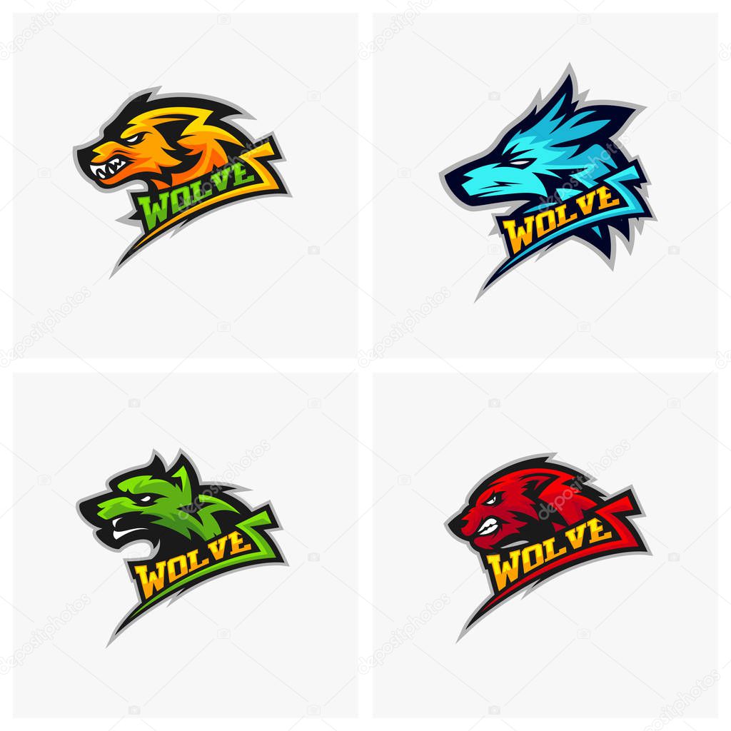 Modern professional Wolf logo for a sport team. Wolf logo vector illustration.