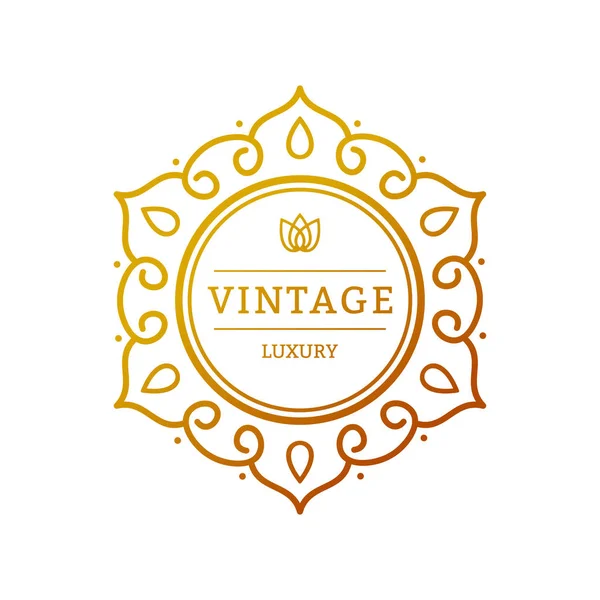 Elegante decoração retro florescer. Insígnias ou Logotipos Vintage Retro. Elementos de design vetorial, sinais comerciais, logotipos, identidade, rótulos, crachás e objetos . — Vetor de Stock