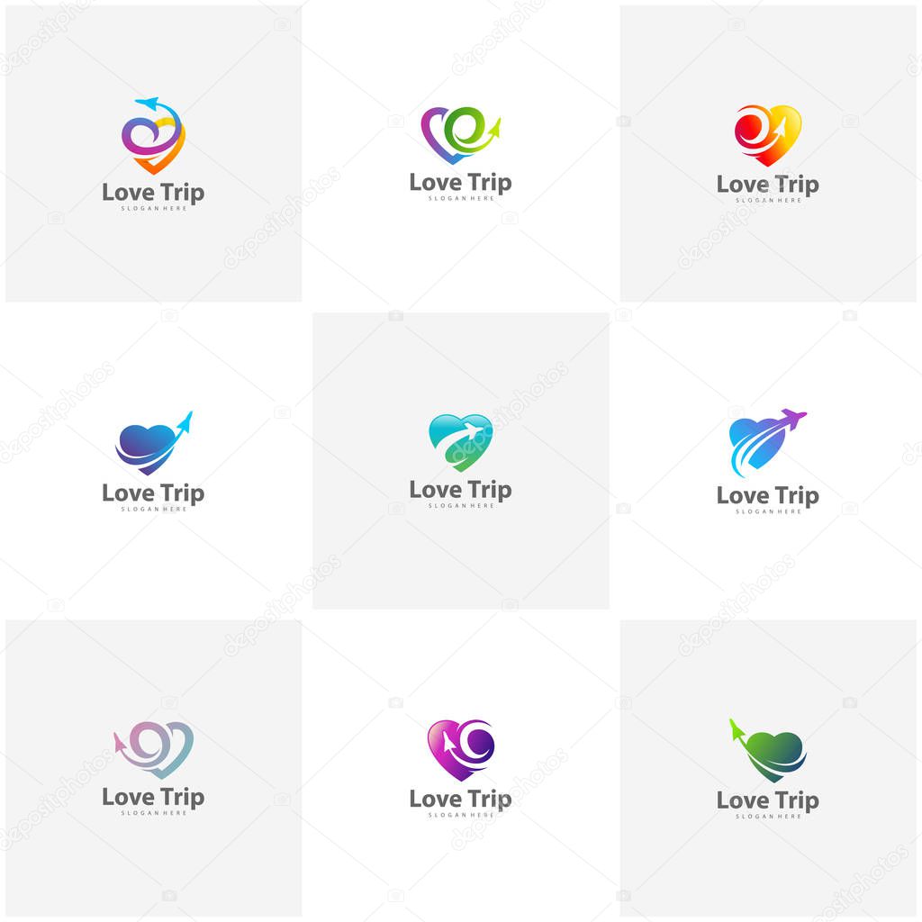 Set of Love Travel Logo. Travel logo design Vector template