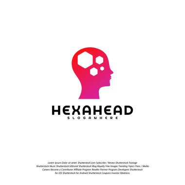 Hexagone Head logo vektör, Baş zeka logosu tasarımları konsept vektör