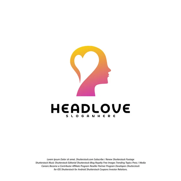 Head love logo vector, Head intelligence logo design concept vector — Vettoriale Stock