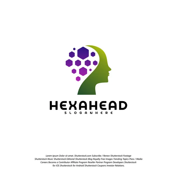 Hexagone Head logo vektör, Baş zeka logosu tasarımları konsept vektör