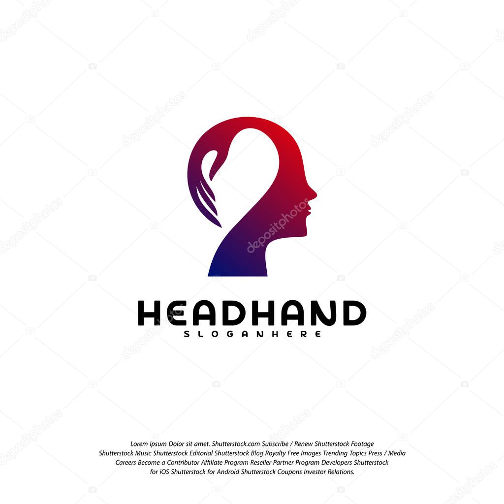 Head care logo vector, Head intelligence logo designs concept vector