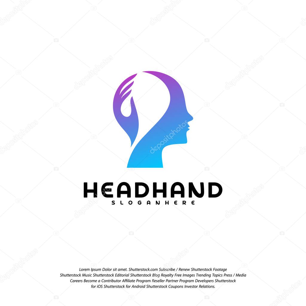 Head care logo vector, Head intelligence logo designs concept vector