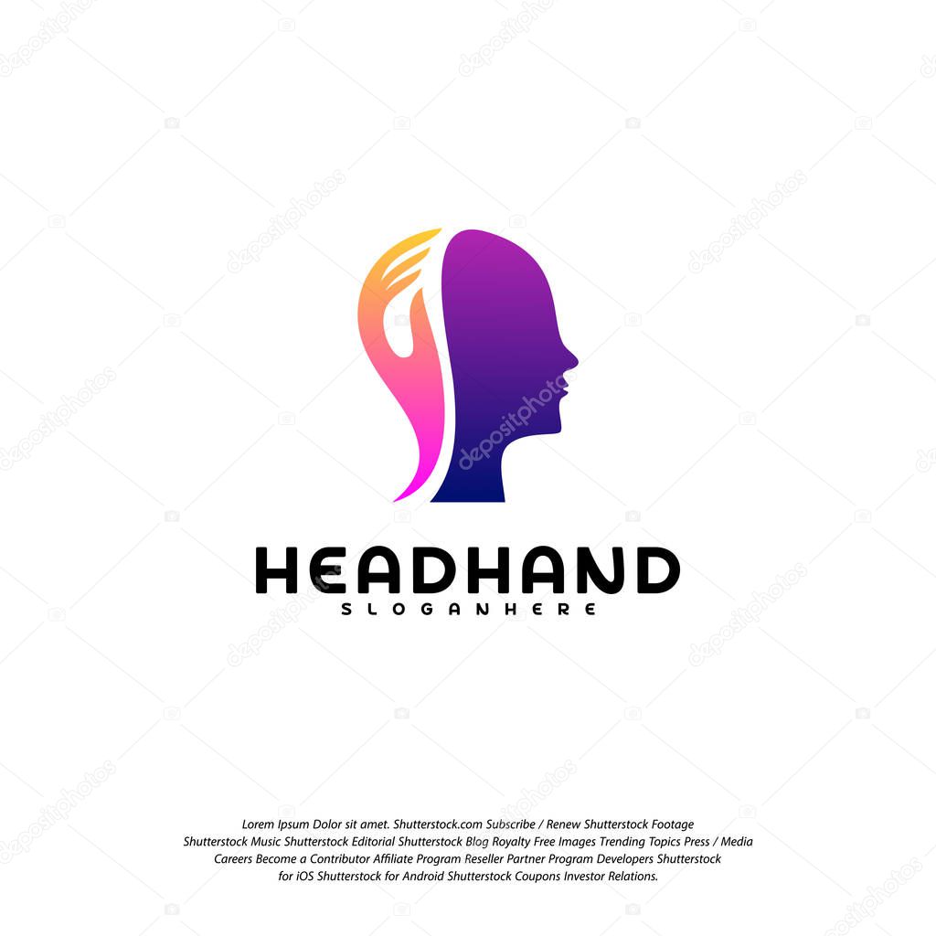 Head care logo vector, Head intelligence logo designs concept vector
