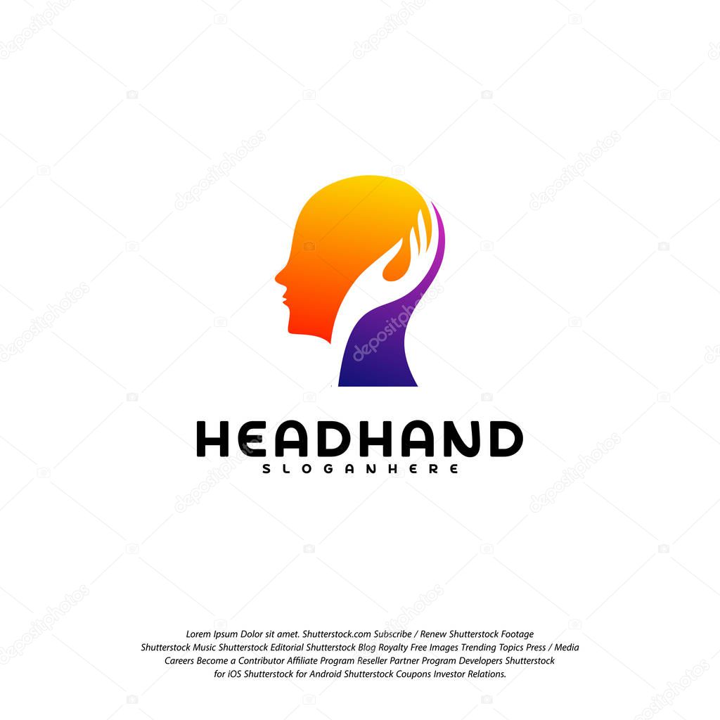 Head care logo vector, Head intelligence logo designs concept vector