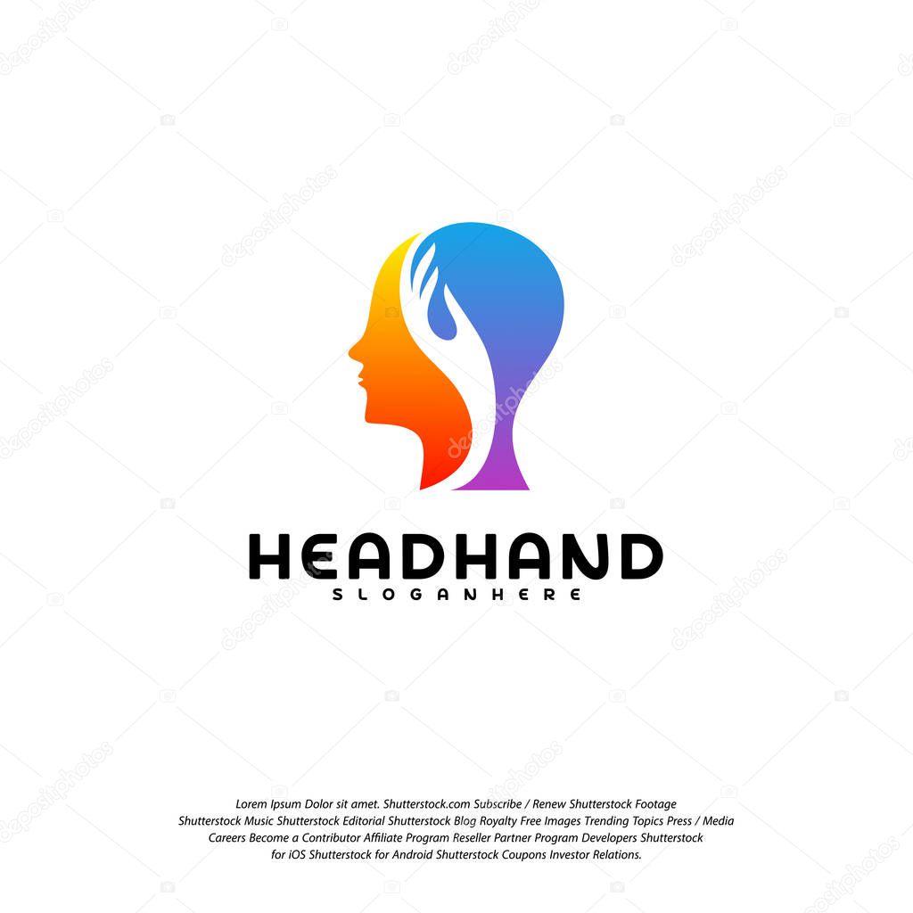 Head care logo vector, Head intelligence logo designs concept vector