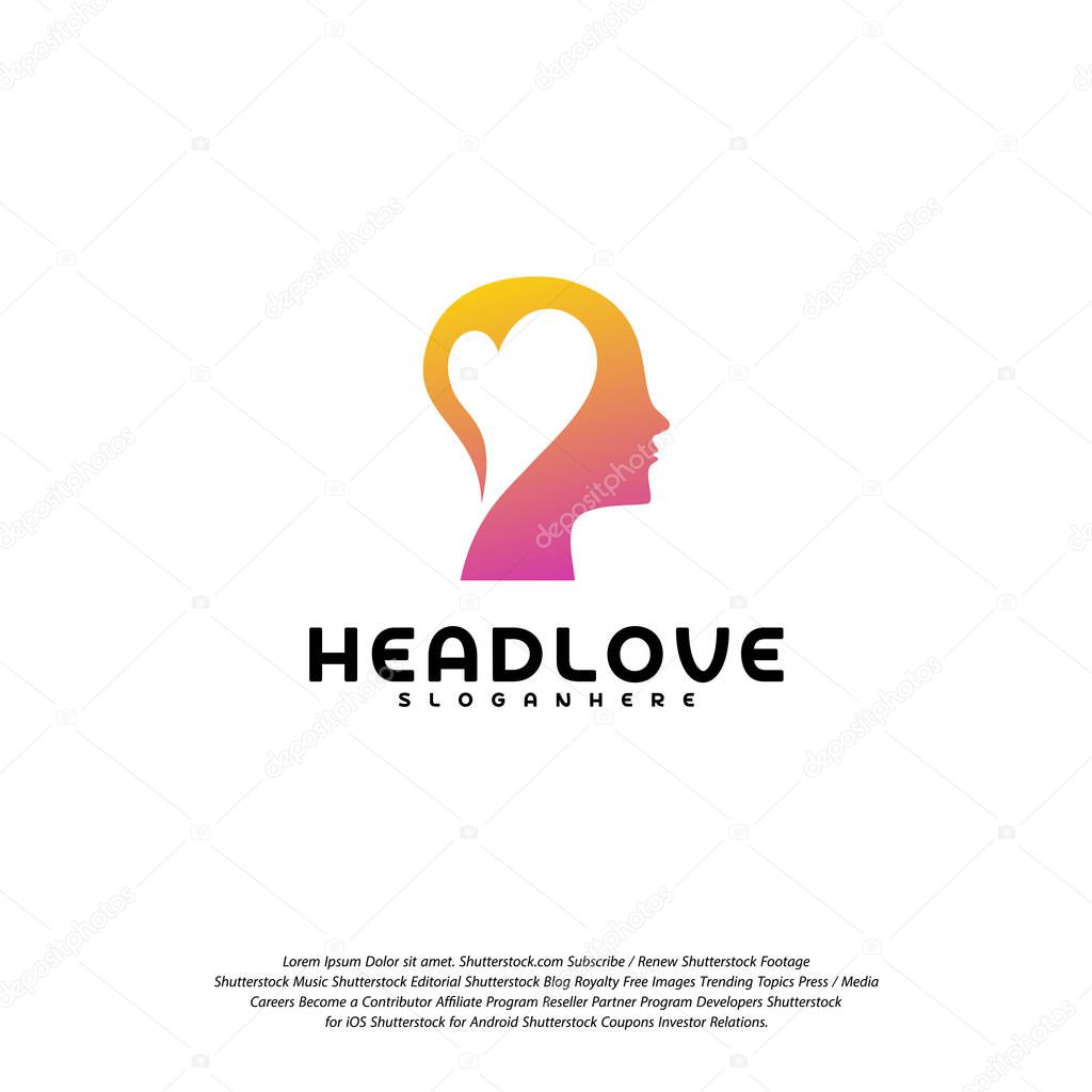 Head love logo vector, Head intelligence logo designs concept vector