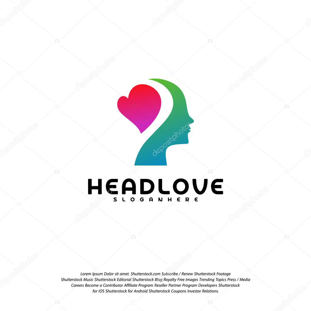 Head love logo vector, Head intelligence logo designs concept vector