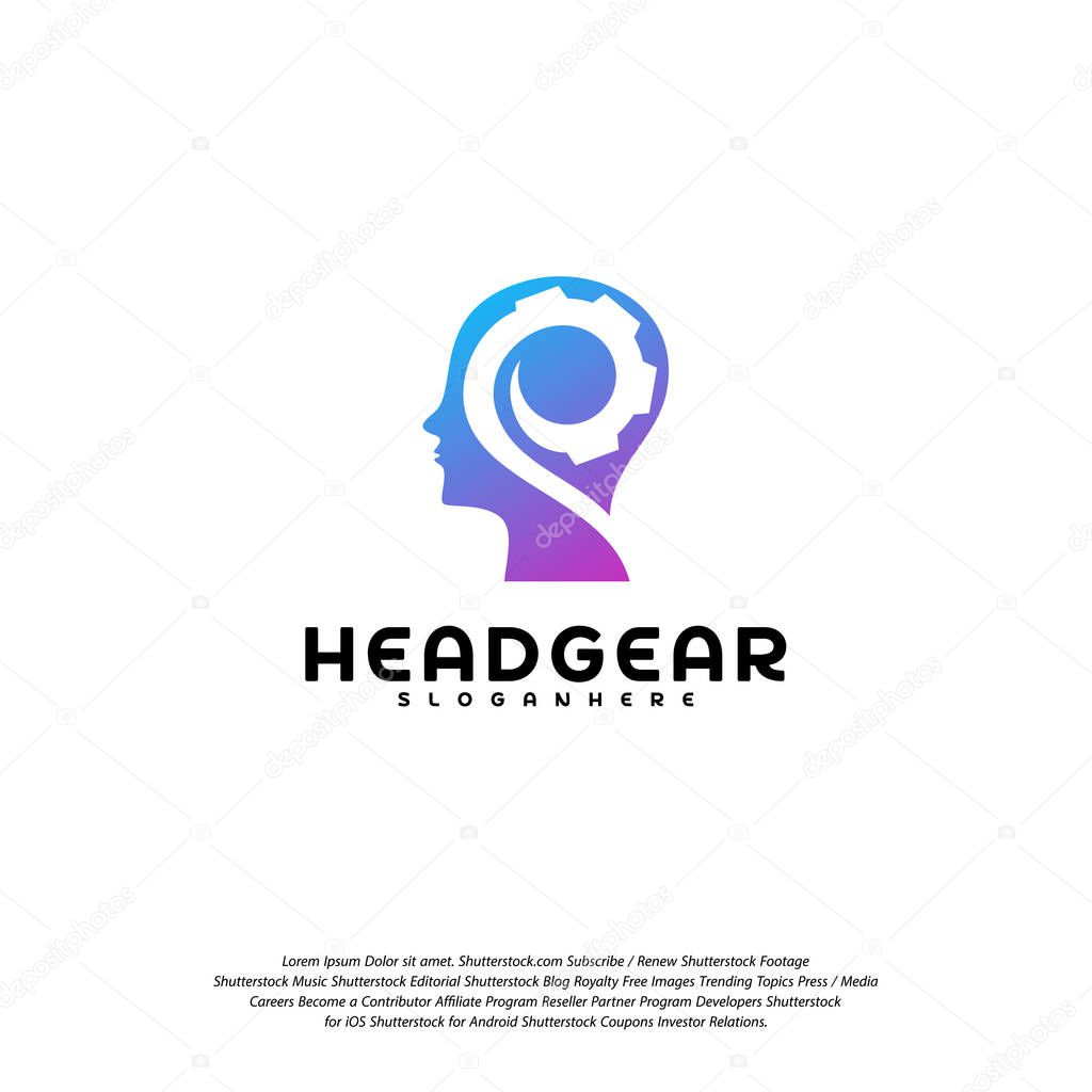 Head Gear logo vector, Head intelligence logo designs concept vector