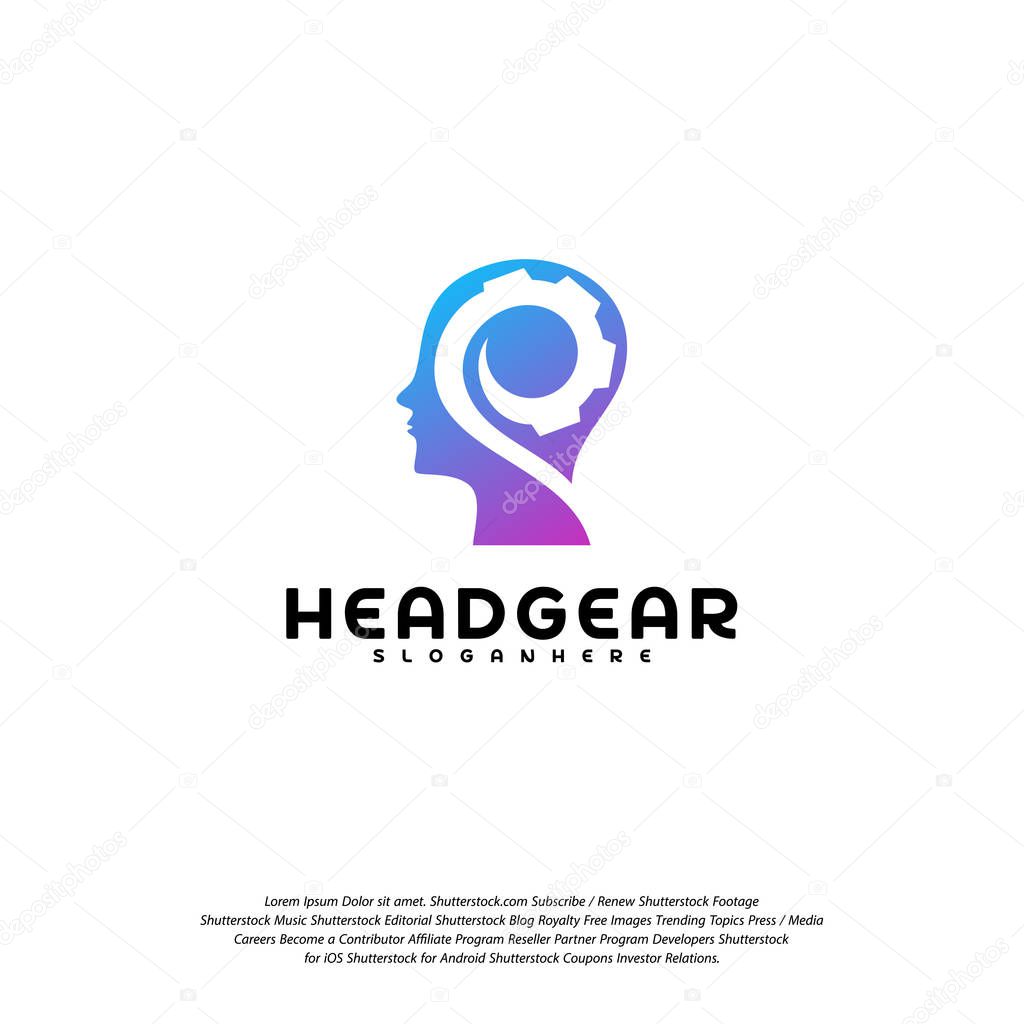 Head Gear logo vector, Head intelligence logo designs concept vector