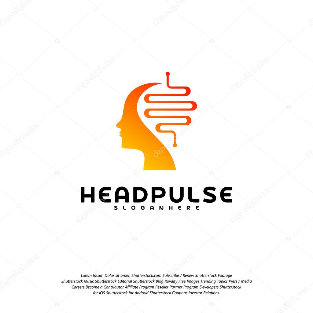 Head Pulse logo vector, Head intelligence logo designs concept vector