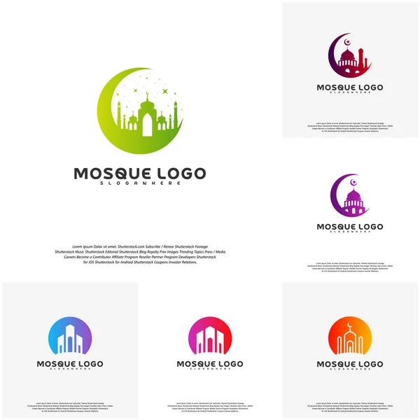 Setzen islamische Logo-Design-Vektor. Moschee-Logo-Vorlage. Muslime lernen Logo-Vorlagen — Stockvektor