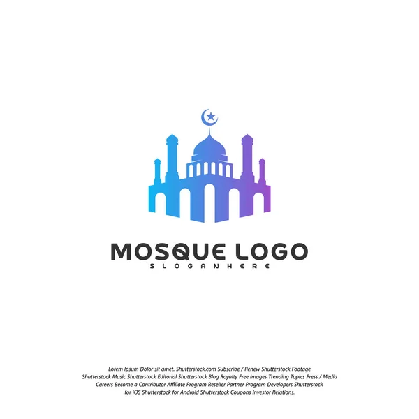İslami logo tasarım vektörü. Cami logosu şablonu. Müslümanlar logo şablonları öğrenmek — Stok Vektör