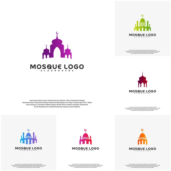 Setzen islamische Logo-Design-Vektor. Moschee-Logo-Vorlage. Muslime lernen Logo-Vorlagen — Stockvektor