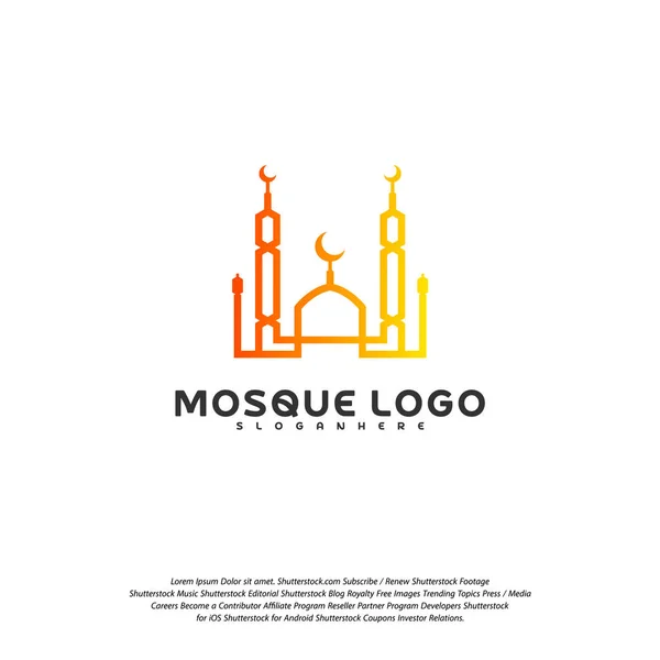 Vetor de design logotipo islâmico. Modelo de logotipo da mesquita. Muçulmanos aprendem modelos de logotipo — Vetor de Stock