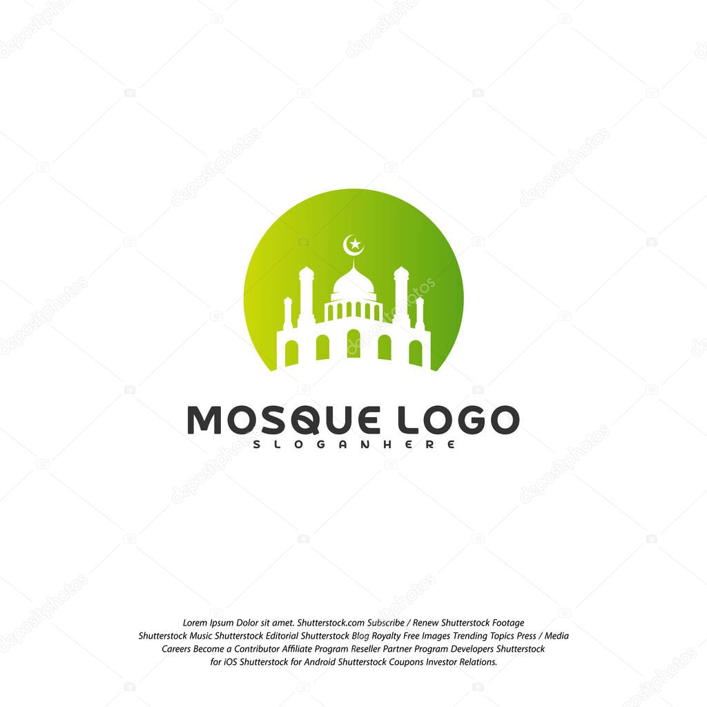 Islamic logo design vector. Mosque logo template. Muslims learn logo templates