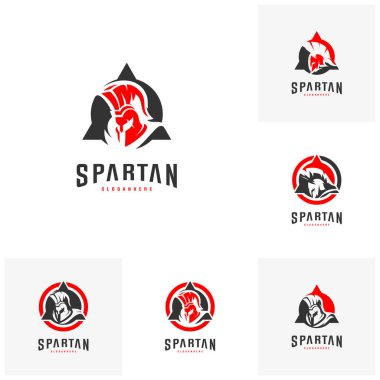 Set Spartan Logo tasarım vektör illüstrasyon . Spartan Kask Logo şablonu. Bir spor takımı için modern profesyonel logo seti