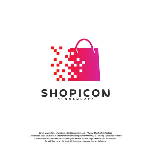 Online shop store markt logo vorlage design vektor, pixel shop logo design element — Stockvektor