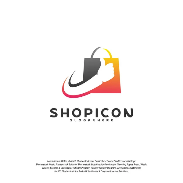 Good Shop Logo Şablon Tasarım Vektör. Büyük Mağaza logo vektörü. Hands Holding Bag Logo konsepti