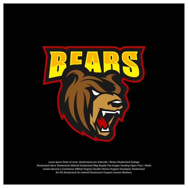 Urso Logo vetor de design. Logotipo de urso pardo profissional moderno para uma equipe de esporte —  Vetores de Stock