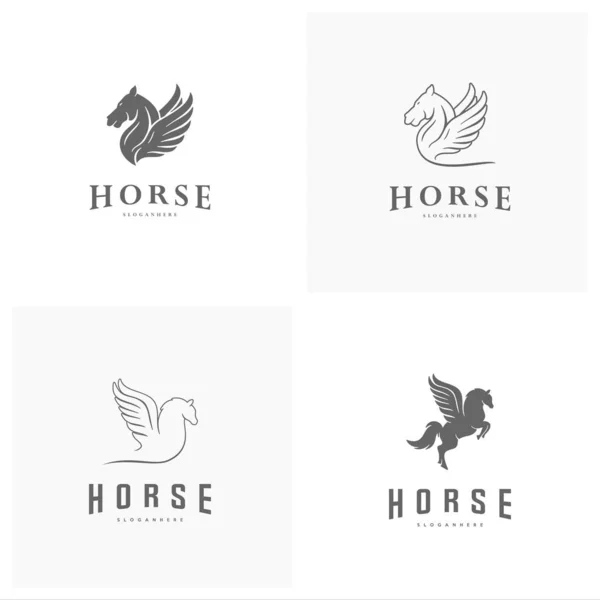 Set of Pegasus Vector Logo Template. Horse logo template — Stock Vector