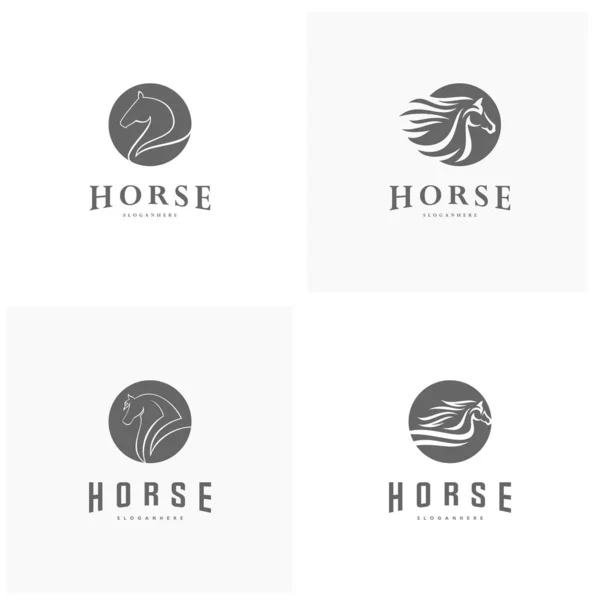 Uppsättning av snabb hastighet häst Logotypdesign Vector. Mall för Horse-logotyp — Stock vektor