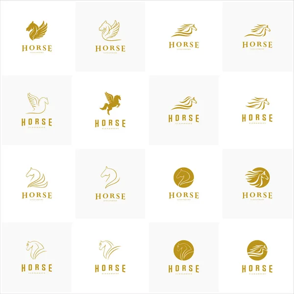Set of Horse logo template. Fast horse logo vector. Pegasus Vector Logo Template. — Stock Vector
