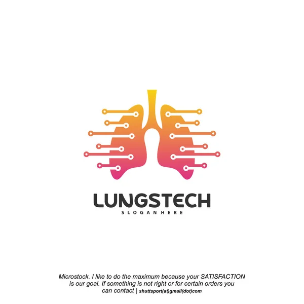 El logotipo de la tecnología de los pulmones diseña el vector, los pulmones con el logotipo del icono del símbolo tecnológico — Vector de stock