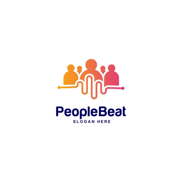 Topluluk logo şablon tasarımları kavramlar vektör illüstrasyon, İnsanlar Beat logo kavramları