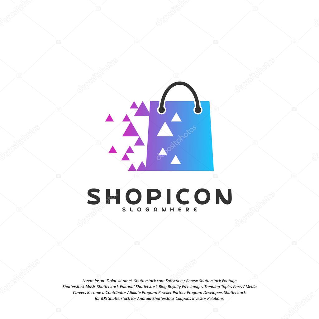 Online Shop Store Market Logo Template Design Vector, Pixel Shop Logo Design Element