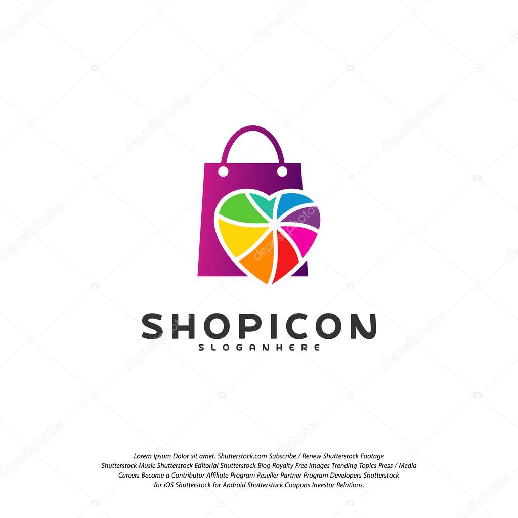 Love Shop Logo Template Design Vector