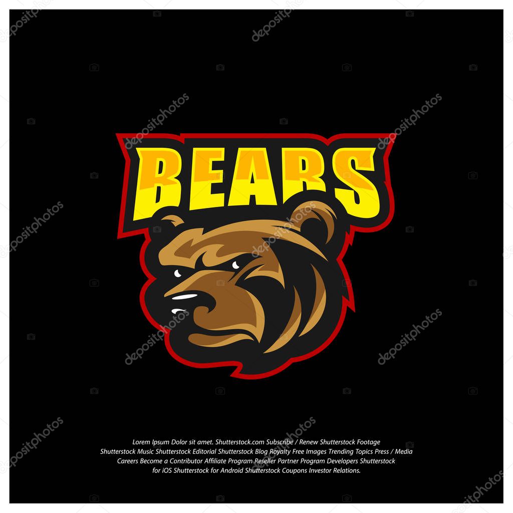 Bear Logo design vector. Modern professional grizzly bear logo for a sport team