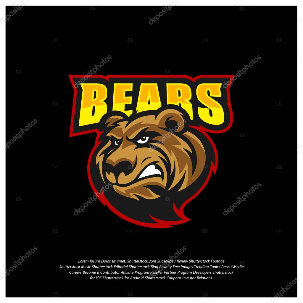 Bear Logo design vector. Modern professional grizzly bear logo for a sport team