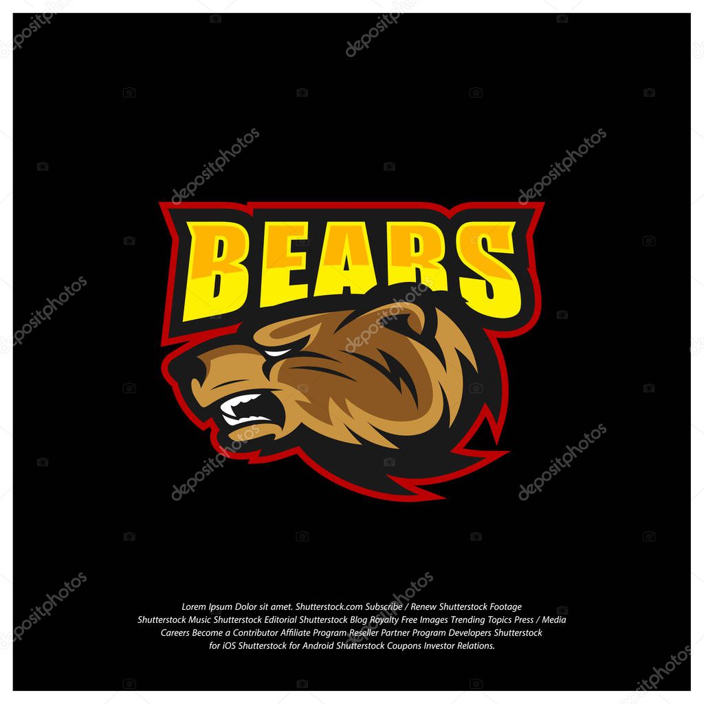Bear Logo design vector. Modern professional grizzly bear logo for a sport team